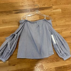 Off the shoulder, bell sleeved Aqua brand shirt